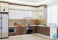 Tủ bếp MDF phủ Acrylic bóng gương