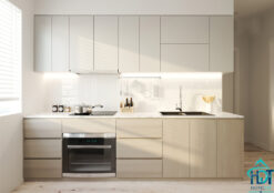 Tủ bếp gỗ công nghiệp nhỏ gọn cho căn hộ