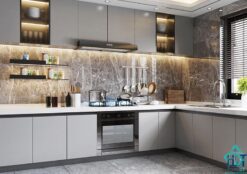 Tủ bếp MDF phủ Laminate chống trầy xước