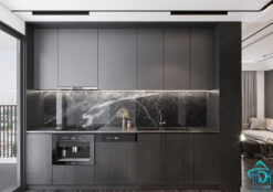 Tủ bếp HDF phủ Melamine màu đen đẳng cấp