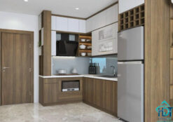 Tủ bếp MDF phủ Melamine vân gỗ sồi tự nhiên