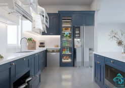 Tủ bếp MDF sơn bệt phong cách Âu